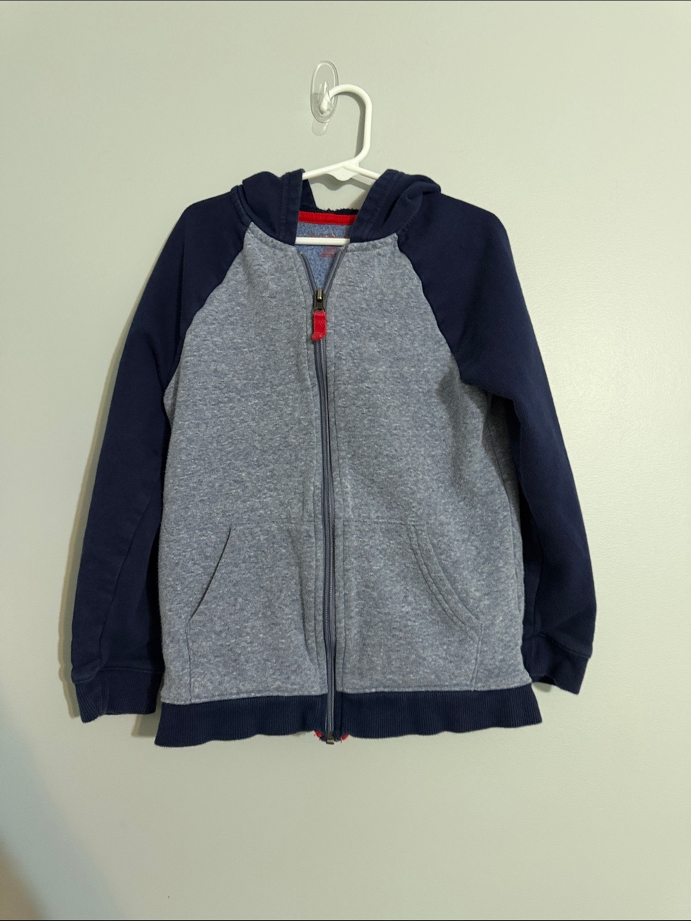 Cat & Jack Navy and Heather Gray Zip Hoodie with Red Pull